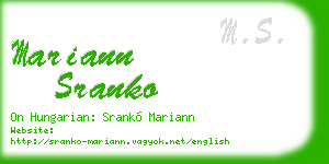 mariann sranko business card